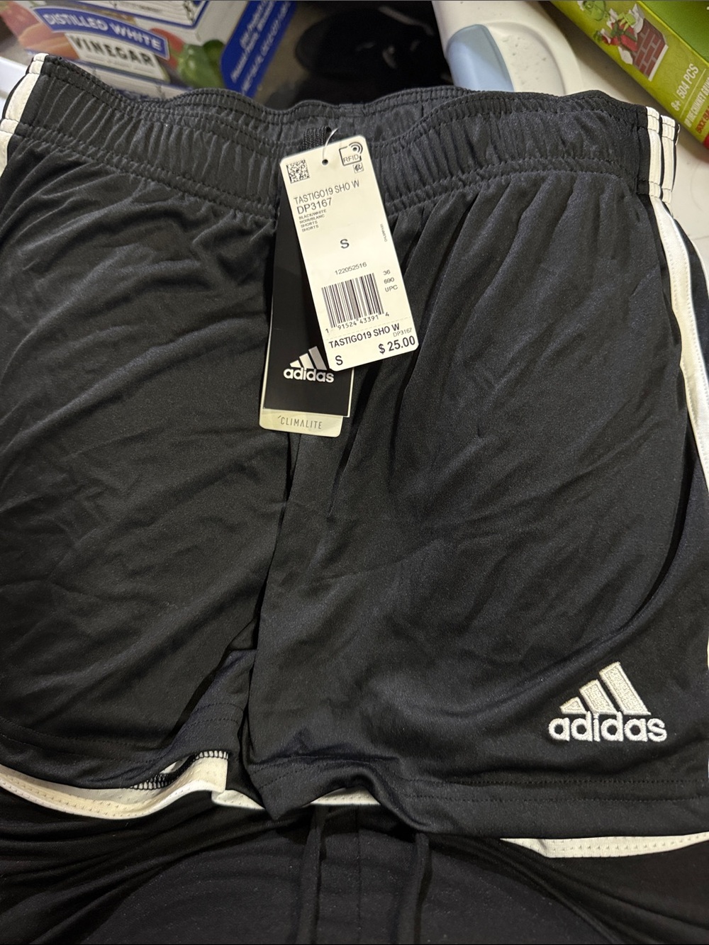 adidas Black Shorts with White Trim